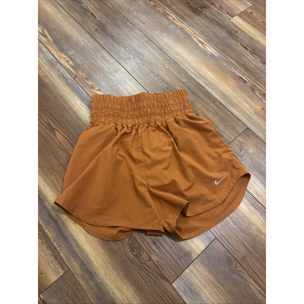 Nike Dri Fit Womens Ultra High Waisted Gym Running Shorts Brown Small Athleisure
